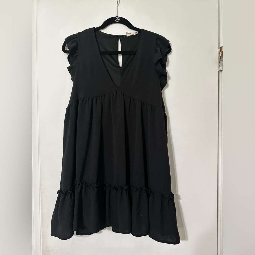 Altar'd State Black Ruffle Mini Dress